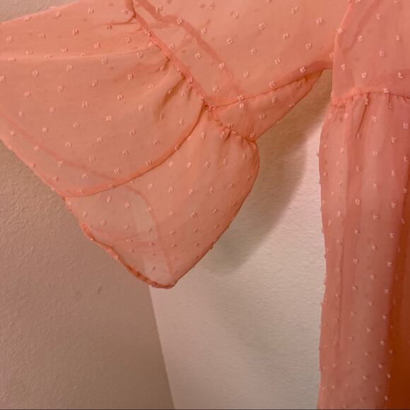 Red Lolly Orange Bell Sleeve Dotted Top Large - Picture 9 of 10